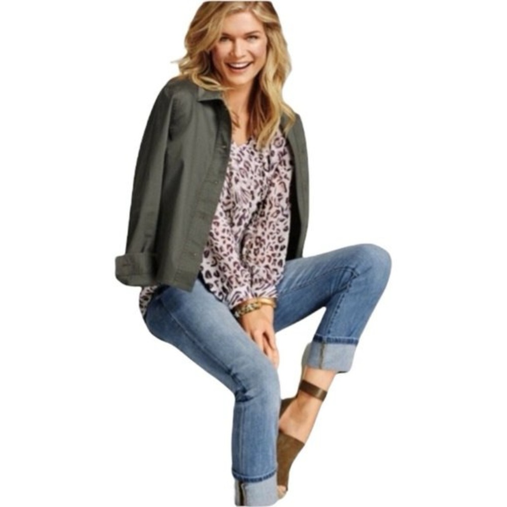 CAbi #5337 Blouse Womens Medium Glamour Tunic Leopard Print